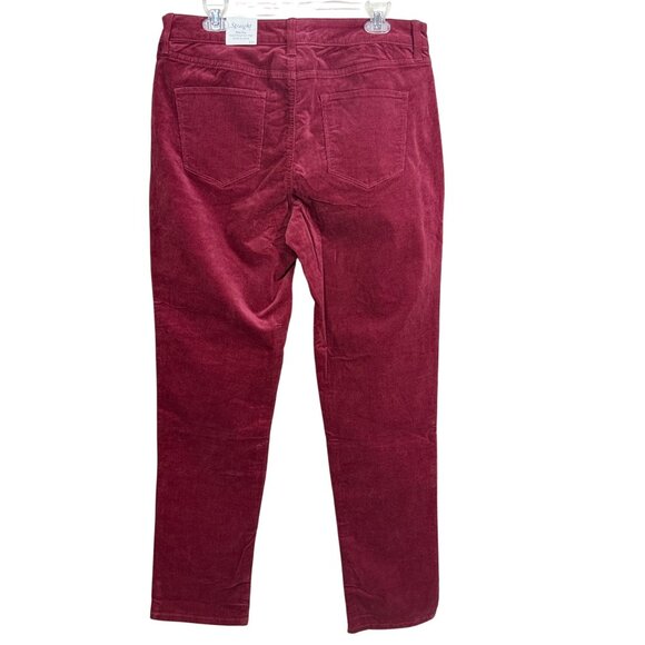 Croft & Barrow Womens Corduroy Straight Mid-Rise Pants Size 14L Stretch Red NWT - Picture 2 of 5